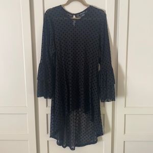 City chic black sheer high low top